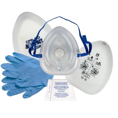 CPR Compact Mask, O2 Inlet, Case, Gloves, Wipes, 3/Pack